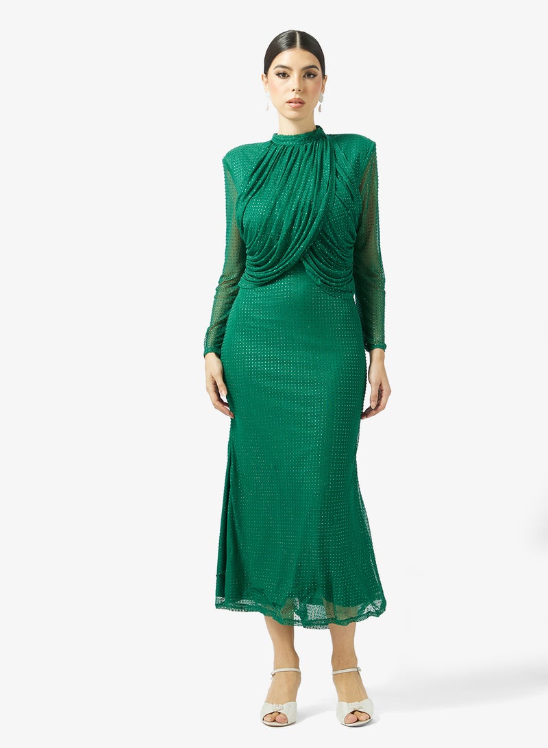 Threadz by Ajooni Emerald Evening Dress - Image 4